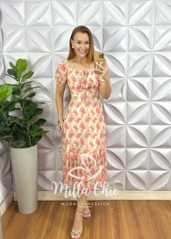 Vestido Ammalis Tule - Rosa Estampado - Milla Chic