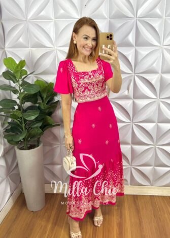 Vestido Aurora Viscolinho Estampado - Milla Chic