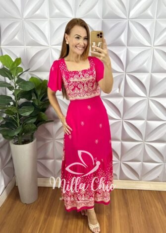 Milla Chic - millachic com br vestido aurora viscolinho estampado 3 Vestido Aurora Viscolinho Estampado - Milla Chic