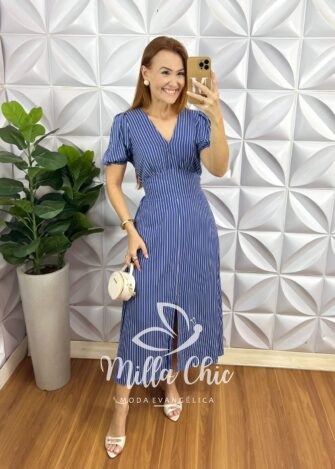 Vestido Camélia Viscolinho listrado - Milla Chic