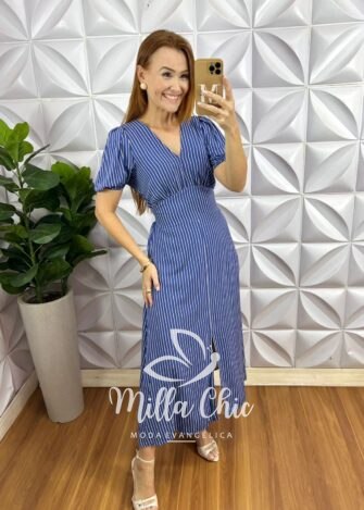 Vestido Camélia Viscolinho listrado - Milla Chic