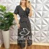 Vestido Camélia Viscolinho listrado -  Preto - Milla Chic
