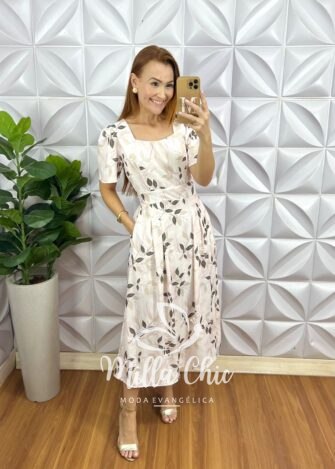 Vestido Évora Chiffon Gvt - Bege - Milla Chic