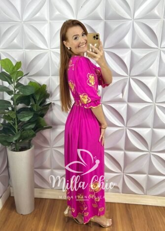 Milla Chic - millachic com br vestido frida viscose bordada em 3d 2 Vestido Frida viscose bordada em 3D - Milla Chic