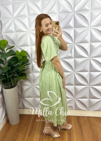 Milla Chic - millachic com br vestido georgia viscolinho estampada liberty verde Vestido Geórgia Viscolinho Estampada liberty  - Menta - Milla Chic