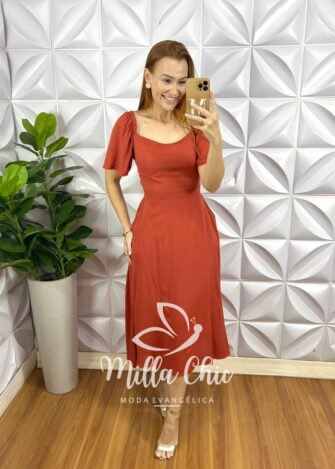 Vestido Geórgia Viscolinho-Terracota - Milla Chic