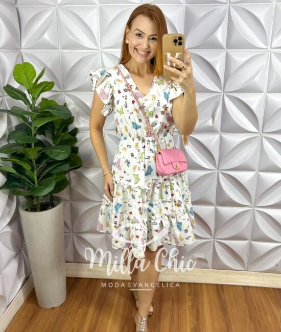 Vestido Romênia Crepinho Estampado - Milla Chic