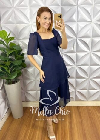 Vestido Santorini - Azul Marinho - Milla Chic