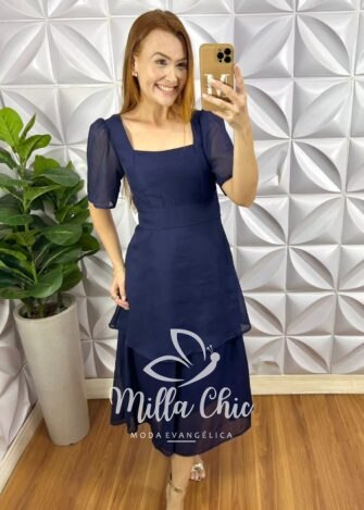 Vestido Santorini - Azul Marinho - Milla Chic