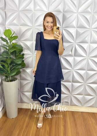 Vestido Santorini - Azul Marinho - Milla Chic