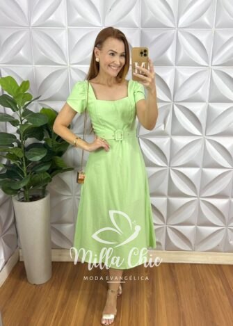 Vestido Sonho Verde Tecido Marrant - Milla Chic