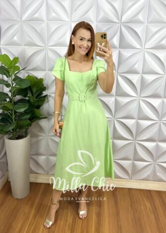 Vestido Sonho Verde Tecido Marrant - Milla Chic