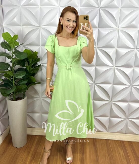 Vestido Sonho Verde Tecido Marrant - Milla Chic