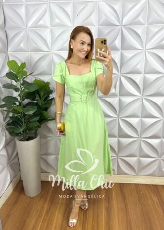 Milla Chic - millachic com br vestido sonho verde tecido marrant 6 Vestido Sonho Verde Tecido Marrant - Milla Chic