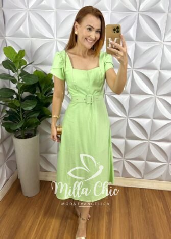 Milla Chic - millachic com br vestido sonho verde tecido marrant 8 Vestido Sonho Verde Tecido Marrant - Milla Chic