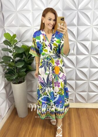 Vestido Tropicalia - Branco Estampado - Milla Chic