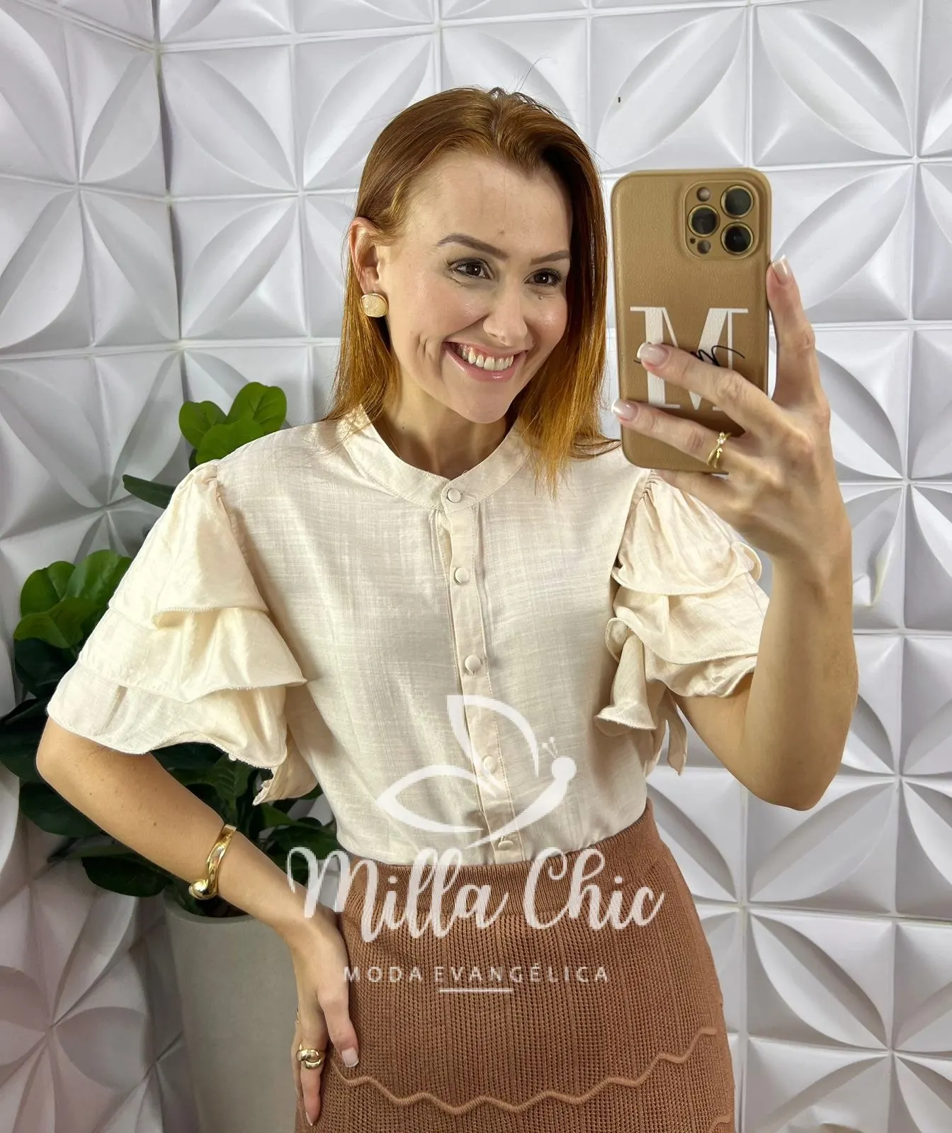 Blusa Kali Viscose Com Poliamida – Areia – Milla Chic Blusa Kali Viscose Com Poliamida - Areia - Milla Chic