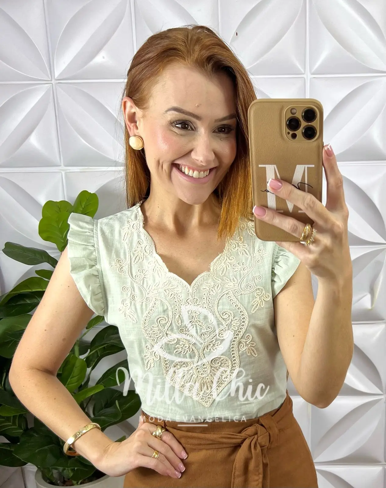 Blusa Marrocos Em Linho Bordada – Verde – Milla Chic Blusa Marrocos Em Linho Bordada - Verde - Milla Chic