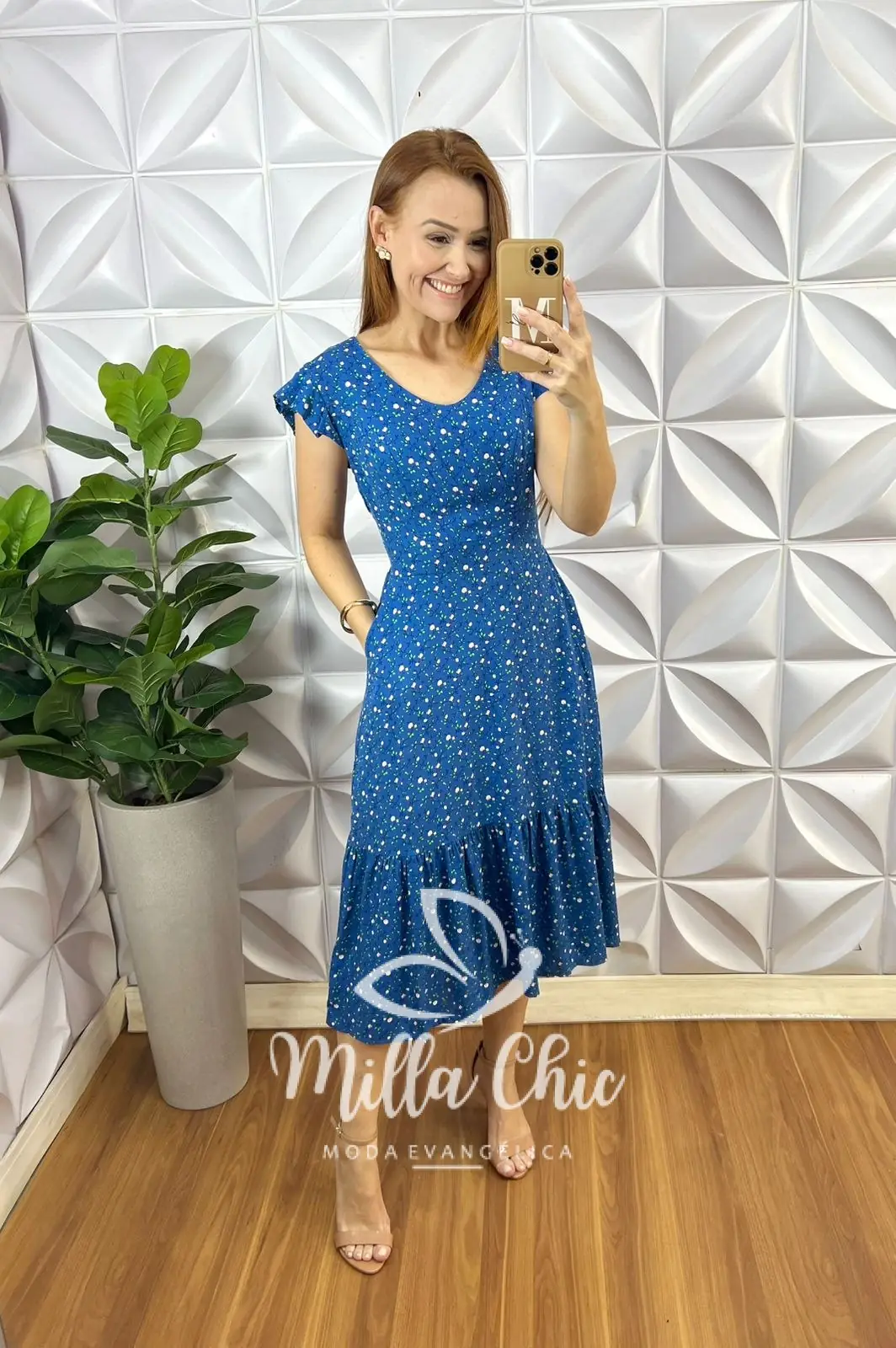 Vestido Safira Viscolinho – Azul Florido – Milla Chic Vestido Safira Viscolinho - Azul Florido - Milla Chic