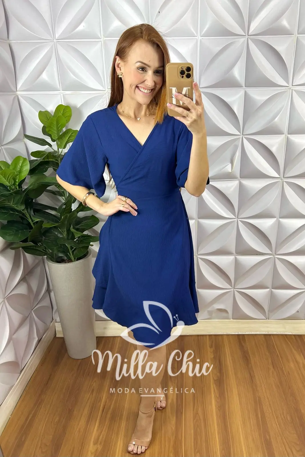 Vestido Envelope Abigail Liso – Azul Marinho – Milla Chic Vestido Envelope Abigail Liso - Azul Marinho - Milla Chic