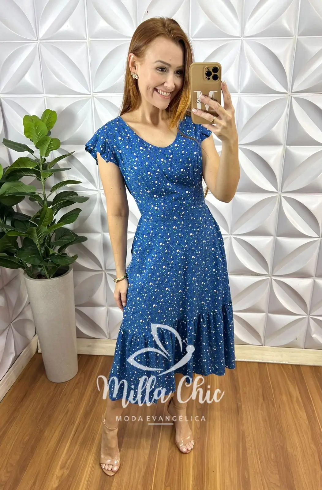 Vestido Safira Viscolinho – Azul Florido – Milla Chic Vestido Safira Viscolinho - Azul Florido - Milla Chic