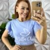 Blusa Athenas Em Malha Com Manga Guipper - Azul - Milla Chic