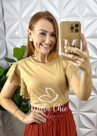 Milla Chic - millachic com br blusa athenas em malha com manga guipper nude 1 Blusa Athenas Em Malha Com Manga Guipper - Nude - Milla Chic