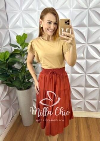 Milla Chic - millachic com br blusa athenas em malha com manga guipper nude 2 Blusa Athenas Em Malha Com Manga Guipper - Nude - Milla Chic