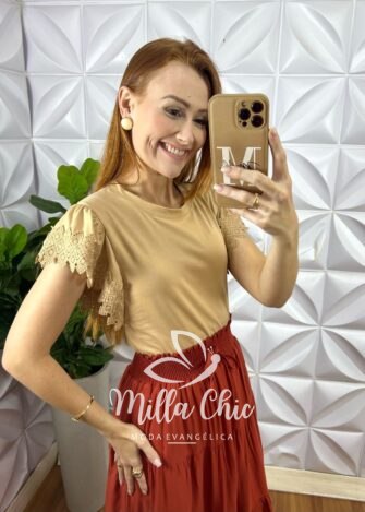 Milla Chic - millachic com br blusa athenas em malha com manga guipper nude 3 Blusa Athenas Em Malha Com Manga Guipper - Nude - Milla Chic