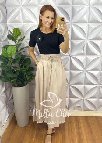 Milla Chic - millachic com br blusa camelia com flor malha algodao preta 1 Blusa Camélia Com Flor Malha Algodão - Preta - Milla Chic
