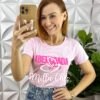 Blusa Canelada Abençoada - Rosa - Milla Chic