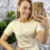Blusa Cannes Malha De Algodão Bordada - Areia - Milla Chic