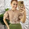 Blusa Kali Viscose Com Poliamida - Marrom - Milla Chic