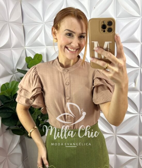 Blusa Kali Viscose Com Poliamida - Marrom - Milla Chic