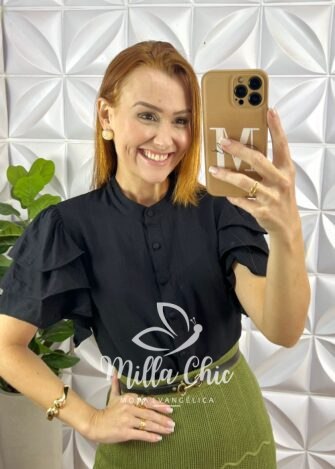 Milla Chic - millachic com br blusa kali viscose com poliamida preta Blusa Kali Viscose Com Poliamida - Preta - Milla Chic