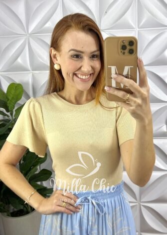 Blusa Tarsila Em Tricot Modal - Areia - Milla Chic