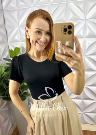 Blusa Tarsila Em Tricot Modal - Preta - Milla Chic