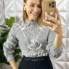 Milla Chic - millachic com br camisa mileide tricoline listrada e bordado preta Camisa Mileide Tricoline Listrada E Bordado - Preta - Milla Chic