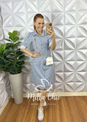 Milla Chic - millachic com br chemise italia listras em tricoline azul 3 Chemise Itália Listras em Tricoline - Azul - Milla Chic