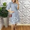 Chemise Itália Listras em Tricoline - Azul - Milla Chic