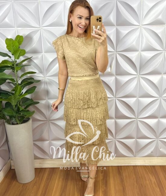 Conjunto Em Renda Ibiza - Nude - Milla Chic