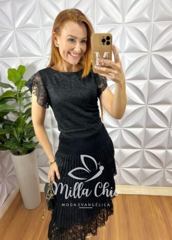 Conjunto Em Renda Ibiza - Preto - Milla Chic