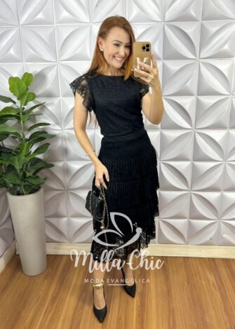 Conjunto Em Renda Ibiza - Preto - Milla Chic