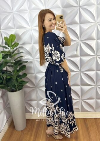 Milla Chic - millachic com br conjunto em viscolinho caribe 2 Conjunto Em Viscolinho Caribe - Azul Marinho - Milla Chic