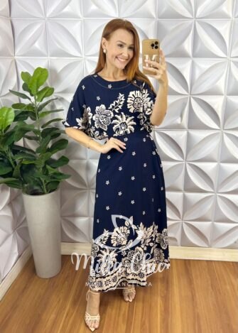 Conjunto Em Viscolinho Caribe - Azul Marinho - Milla Chic