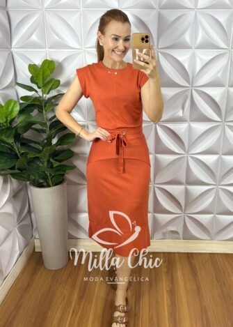Conjunto Jordânia Moletinho - TerraCota - Milla Chic