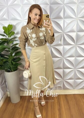 Milla Chic - millachic com br saia apolonia em alfaiataria plissada nude 2 Saia Apolónia Em Alfaiataria Plissada - Nude - Milla Chic