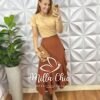 Milla Chic - millachic com br saia ayla envelope 1 Saia Ayla Envelope - Marrom - Milla Chic
