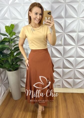Saia Ayla Envelope - Marrom - Milla Chic