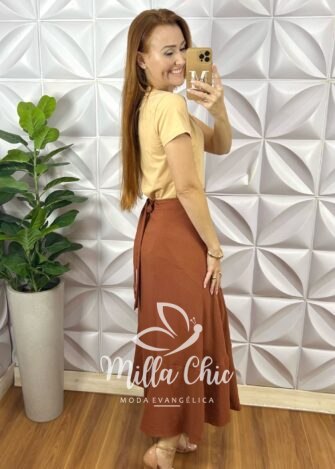 Saia Ayla Envelope - Marrom - Milla Chic